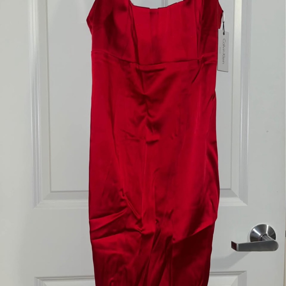 Calvin Klein Red Satin Cocktail Dress